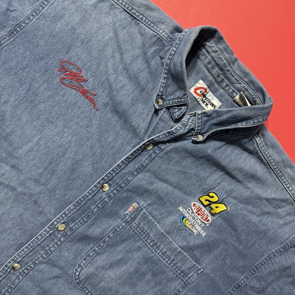 Vintage Competitors View NASCAR Jeff Gordon #24 Denim Button-Up Shirt Size XL